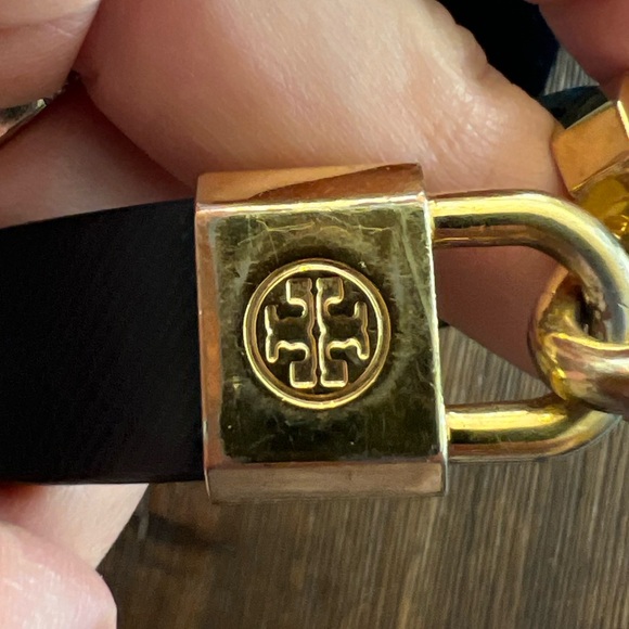 Tory Burch Black Leather Lock Bracelet - Picture 5 of 6